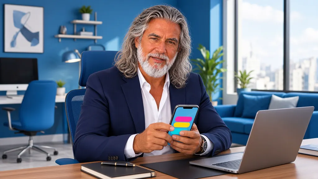Jean-Philippe intrigué devant une maquette d'application sur son téléphone
